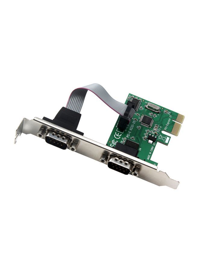 NIBEMINENT 2 Port PCI-E To RS232 Interface Expansion Card COM Adapter Green/Silver/Black - Image 1