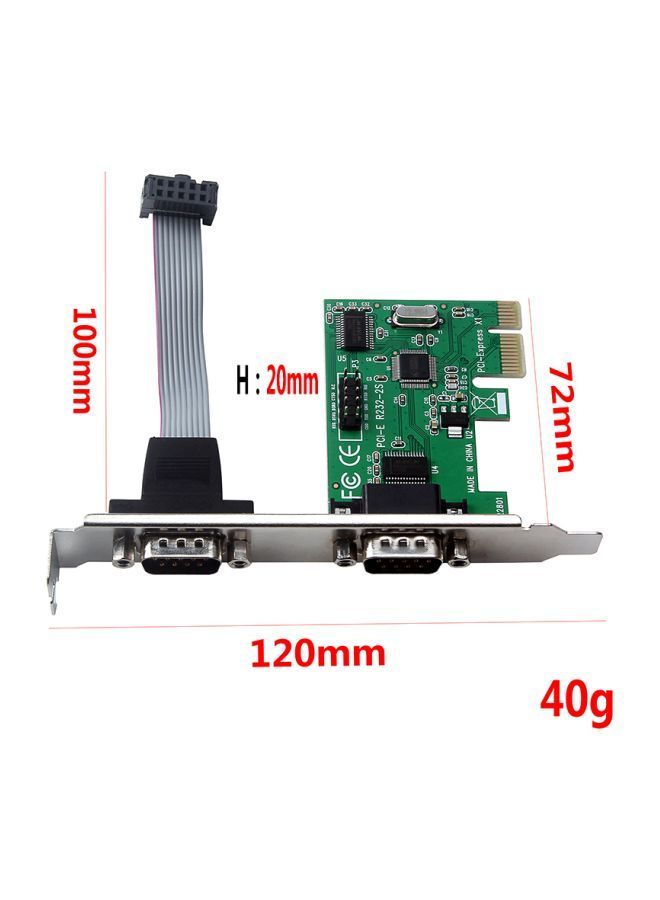 NIBEMINENT 2 Port PCI-E To RS232 Interface Expansion Card COM Adapter Green/Silver/Black - Image 5