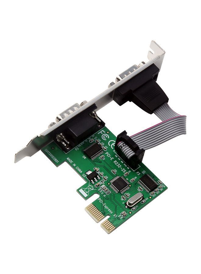 NIBEMINENT 2 Port PCI-E To RS232 Interface Expansion Card COM Adapter Green/Silver/Black - Image 2
