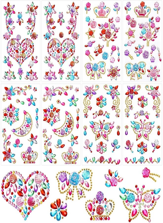 BendJoy® 8 Sheet Rhinestone Stickers for Girls DIY Crafts, Makeup, Nail Art Self-Adhesive | Strong Backing | Easy to Apply | for Girls & Kids | Multi-Shape Set - Image 4
