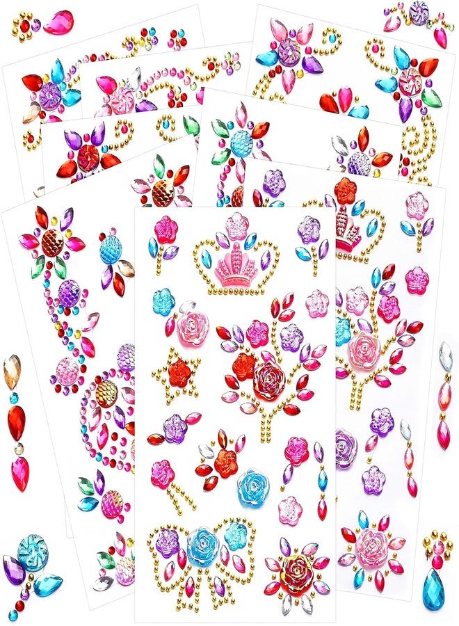 BendJoy® 8 Sheet Rhinestone Stickers for Girls DIY Crafts, Makeup, Nail Art Self-Adhesive | Strong Backing | Easy to Apply | for Girls & Kids | Multi-Shape Set - Image 1