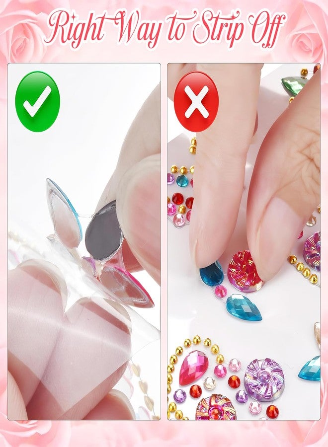BendJoy® 8 Sheet Rhinestone Stickers for Girls DIY Crafts, Makeup, Nail Art Self-Adhesive | Strong Backing | Easy to Apply | for Girls & Kids | Multi-Shape Set - Image 3