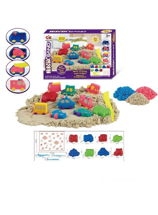 توي لاند مجموعة لعب مركبات الرمل السحري مع رمل حركي ملون - ألوان متنوعة - 500 غرام - Image 1