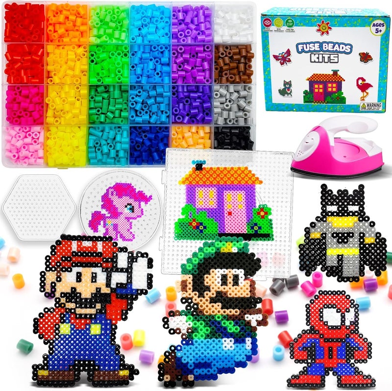 FUNZBO 5200 5mm Fuse Beads Kit Iron Set - 24 Colors | 66 Patterns, Toys, Kids Crafts for Girls Ages 8-12, Arts and Crafts for Kids Ages 6-8, Gifts for Girls Boys Kids Age 5 6 7 8 9 10 11 12 Year Old - Image 1