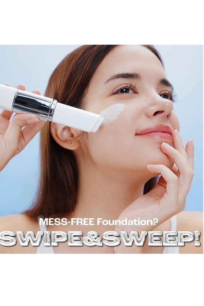 Blanc Cover Cream Stick V White - Korean Colour Changing Foundation Stick with Volufilin - Medium to Full Coverage Dewy Finish Base Makeup - Double Ended with Removable Brush (Medium - Image 2