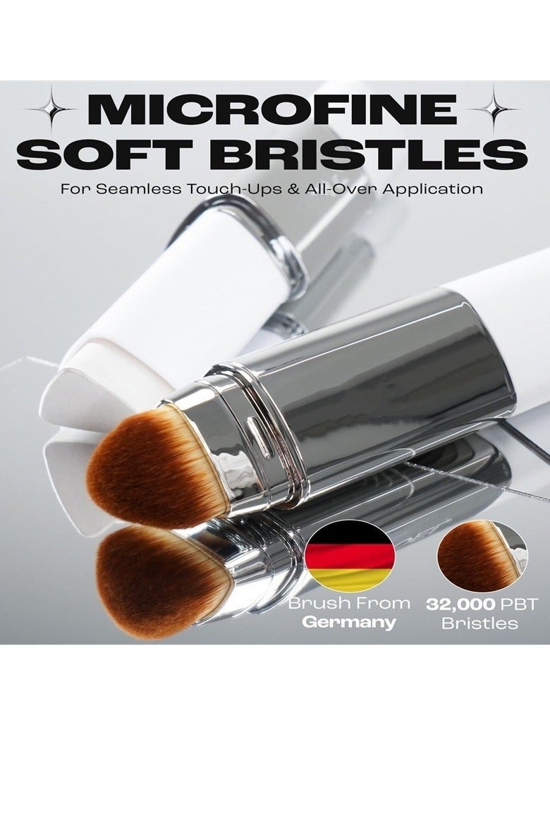 Blanc Cover Cream Stick V White - Korean Colour Changing Foundation Stick with Volufilin - Medium to Full Coverage Dewy Finish Base Makeup - Double Ended with Removable Brush (Medium - Image 4