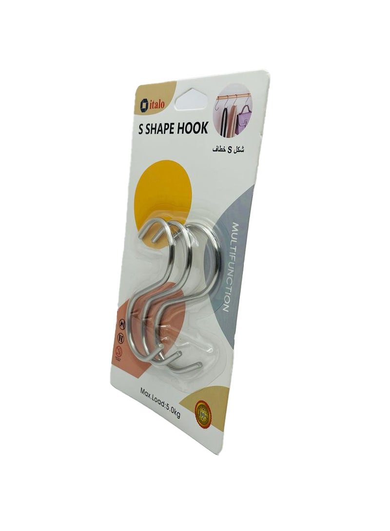 إيتالو عبوة من 3 قطع خطافات من الفولاذ المقاوم للصدأ على شكل S لتعليق الملابس في الهواء الطلق خطافات شديدة التحمل للاستخدام متعدد الأغراض للمطبخ والشرفة والحمام والغرفة 4.2 سم بحد أقصى تحميل 5 كجم - Image 5