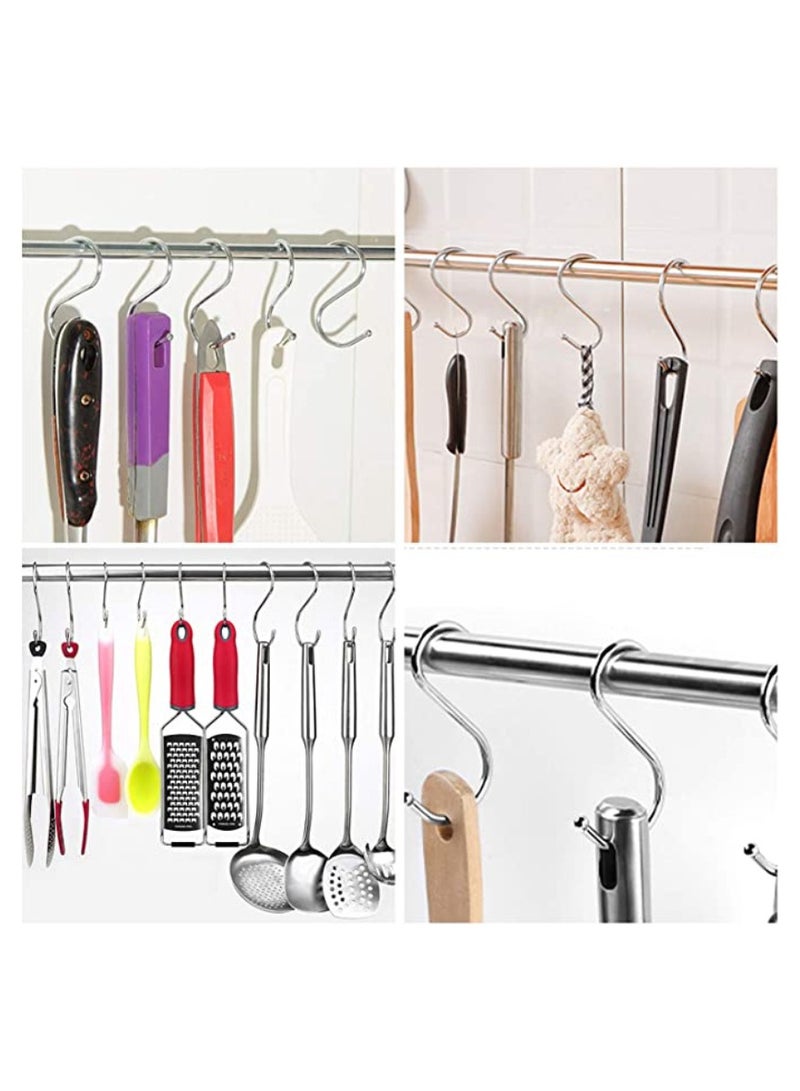 إيتالو عبوة من 3 قطع خطافات من الفولاذ المقاوم للصدأ على شكل S لتعليق الملابس في الهواء الطلق خطافات شديدة التحمل للاستخدام متعدد الأغراض للمطبخ والشرفة والحمام والغرفة 4.2 سم بحد أقصى تحميل 5 كجم - Image 3