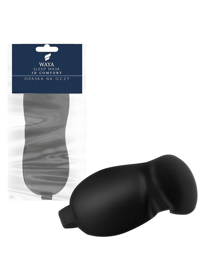 وايا WAYA 3D Comfort Comfort Sleep Eye Mask للرجال والنساء مع حزام قابل للتعديل - كوب مصمم 3D مع إسفنجة قابلة للتكيف - قناع النوم وعصب العينين - منع ما يصل إلى 100٪ ضوء - غطاء ظل العين أسود - Image 2
