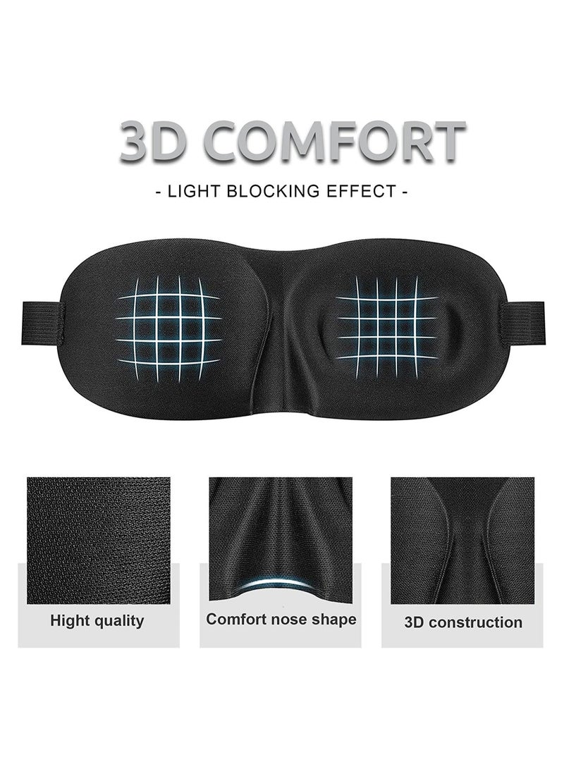وايا WAYA 3D Comfort Comfort Sleep Eye Mask للرجال والنساء مع حزام قابل للتعديل - كوب مصمم 3D مع إسفنجة قابلة للتكيف - قناع النوم وعصب العينين - منع ما يصل إلى 100٪ ضوء - غطاء ظل العين أسود - Image 3