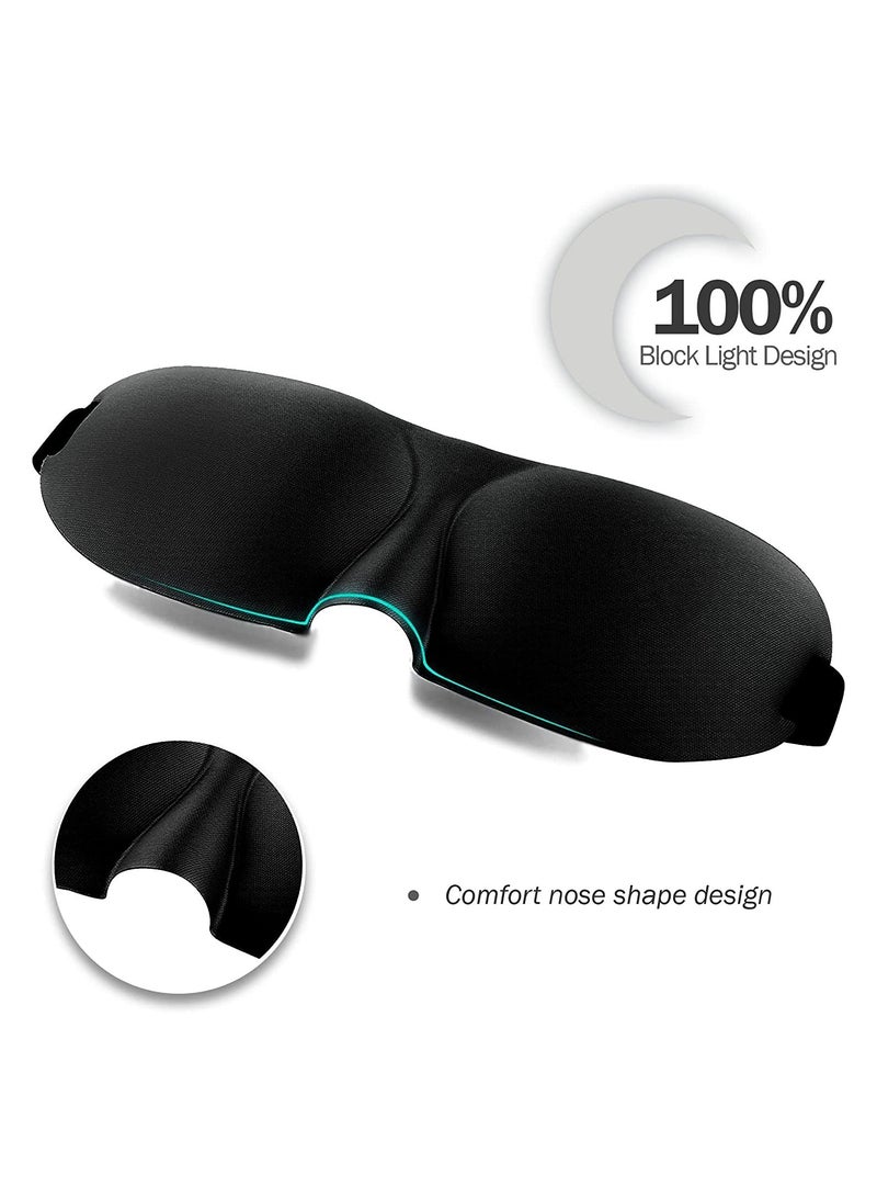 وايا WAYA 3D Comfort Comfort Sleep Eye Mask للرجال والنساء مع حزام قابل للتعديل - كوب مصمم 3D مع إسفنجة قابلة للتكيف - قناع النوم وعصب العينين - منع ما يصل إلى 100٪ ضوء - غطاء ظل العين أسود - Image 5