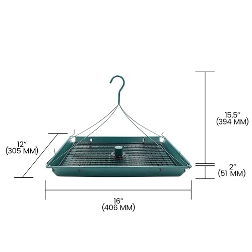 Zenport Z203009 2-in-1 Platform Bird Feeder, Post Mount, Sturdy Metal Weatherproof Construction, Green - Image 5