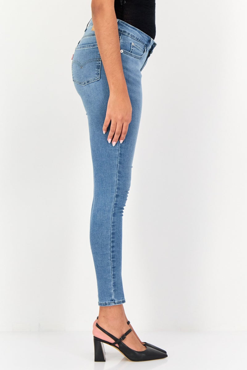 Levi's Women Skinny Fit Washed Denim Jeans, Blue - Image 2