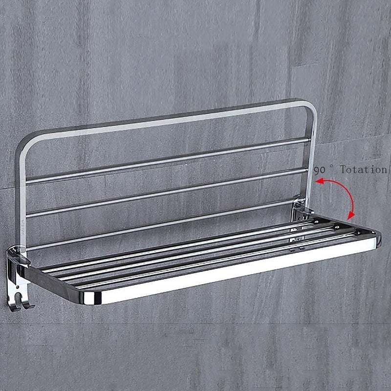 Storage Shelf,Modern Stainless Steel Towel Rack with Hooks No Drilling Towel Holder Save Space for Bathroom Hotel Home Bathroom Shelve,39X24X11Cm,39X24X11Cm,59X24X11Cm59X24X11Cm - Image 2