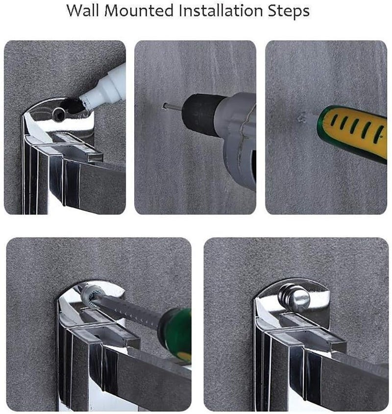 Storage Shelf,Modern Stainless Steel Towel Rack with Hooks No Drilling Towel Holder Save Space for Bathroom Hotel Home Bathroom Shelve,39X24X11Cm,39X24X11Cm,59X24X11Cm59X24X11Cm - Image 5