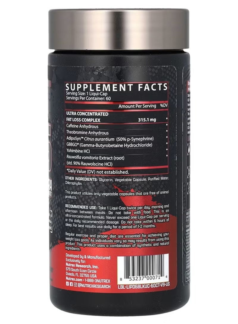 Nutrex Research Lipo 6 Black Ultra Concentrated Dietary Supplement - 60 Capsules - Image 2