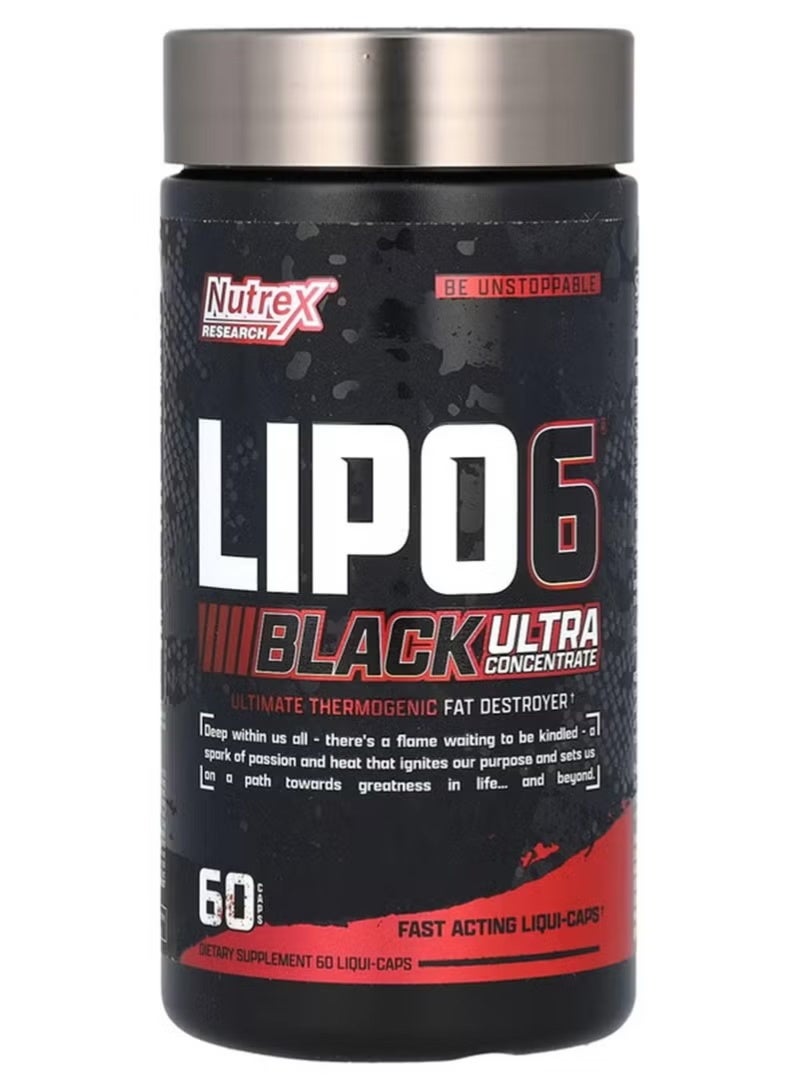 Nutrex Research Lipo 6 Black Ultra Concentrated Dietary Supplement - 60 Capsules - Image 1