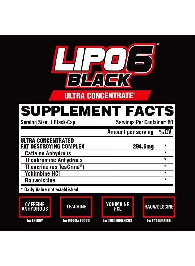 Nutrex Research Lipo 6 Black Ultra Concentrated Dietary Supplement - 60 Capsules - Image 5