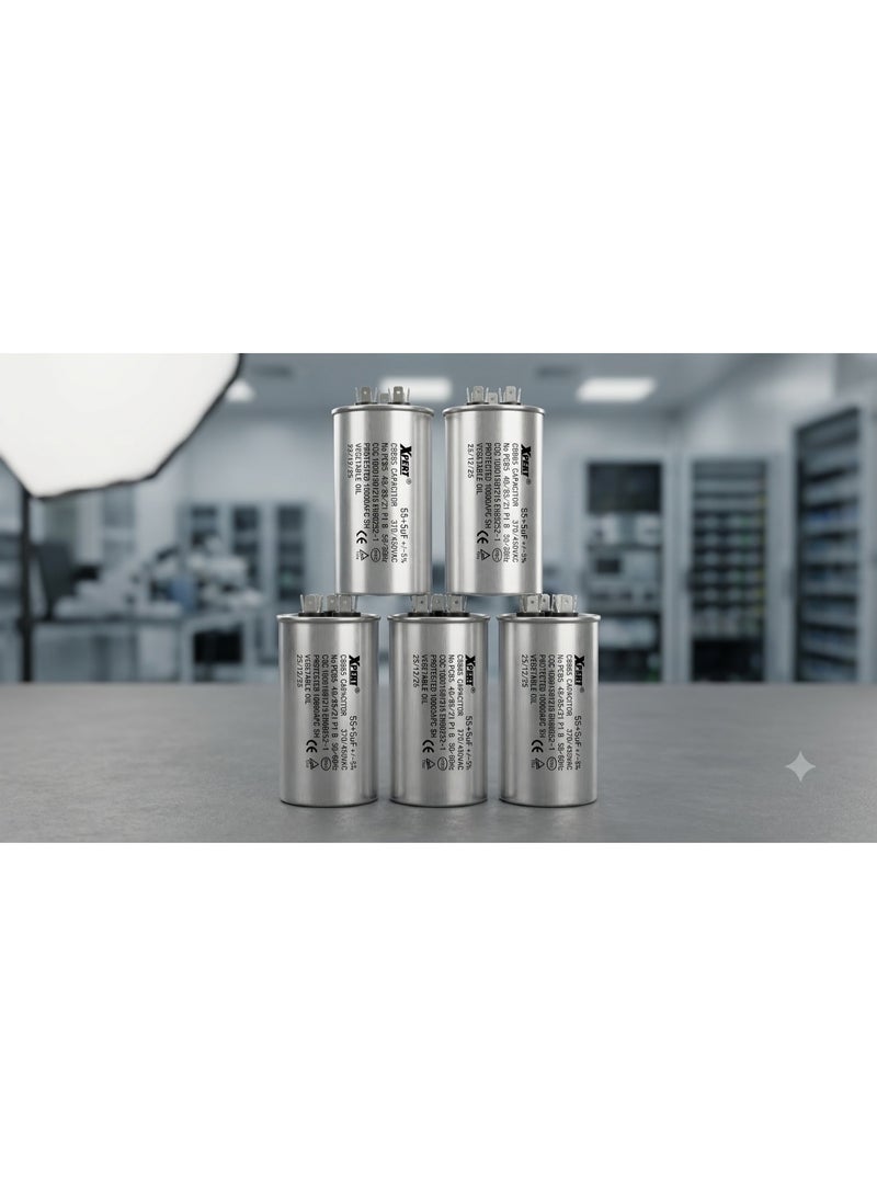 Xpert 55+5 uF Dual Run Capacitor for AC & Refrigeration (Set of 5 Pcs) – 450V AC, Heavy Duty - Image 2