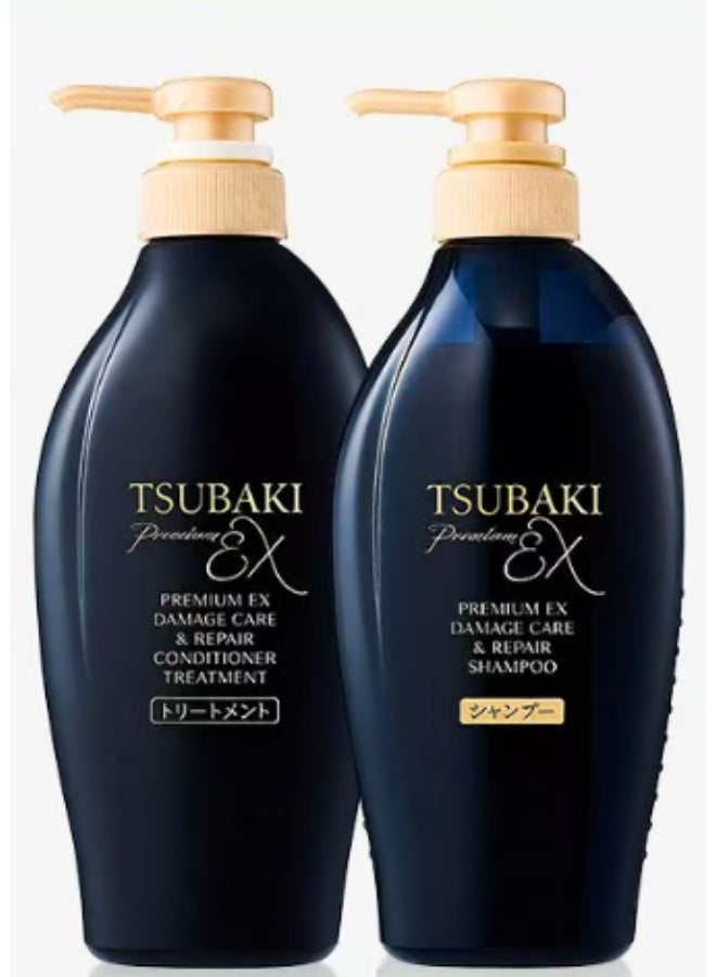 تسوكابي Tsubaki Premium EX مجموعة شامبو ومكيفات العناية والإصلاح للأضرار – 450 مل - Image 1