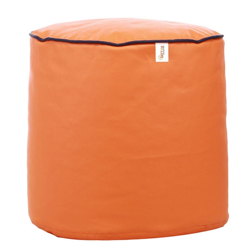 SATTVA Classy.Elegant.Stylish Sattva Combo Classic XXXL Bean Bag Cover and Round Footstool Cover Without Beans Orange with Navy Blue Piping  - Image 5