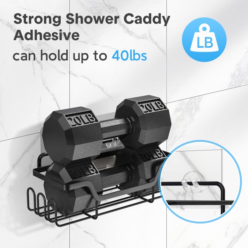 FEPTUASE Shower Caddy Adhesive Replacement  Transparent Strong Adhesive Hooks  No Drilling  Waterproof  for Shower Caddy  Bathroom Storage Shelves and Kitchen Racks (Double*8pcs + Single*4pcs) - Image 3