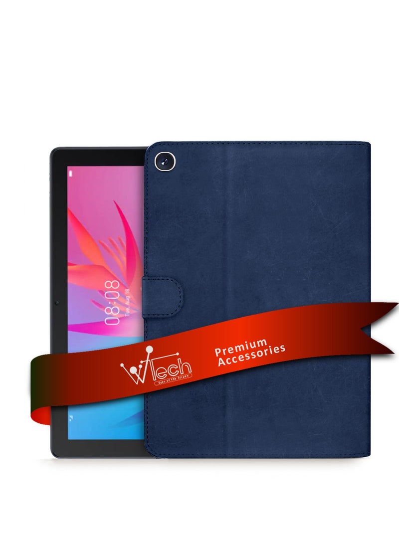 دبليو تيك غطاء حماية قلاب من جلد البولي يوريثان لهاتف هونور باد X8 / X8 لايت 2022 / هواوي MatePad T 10s / T 10 / T10s (10.1 بوصة) 2020 (AGS3-L09، AGS3-W09) أزرق داكن - Image 1
