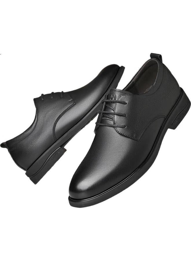 Spider King Leather Shoes For Men, Extra Large Size, Spring And Autumn British Style Cowhide Men'S Shoes, Lace-Up Business Formal Shoes, Men'S Footwear, Black, Size 45 - Image 1