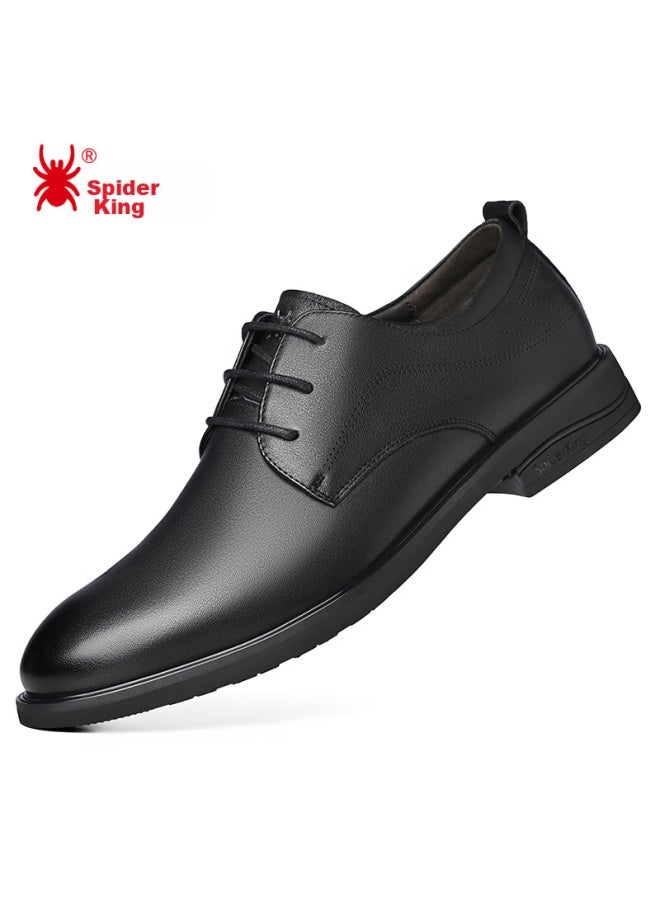 Spider King Leather Shoes For Men, Extra Large Size, Spring And Autumn British Style Cowhide Men's Shoes, Lace-up Business Formal Shoes, Men's Footwear, Black, Size 45 - Image 2