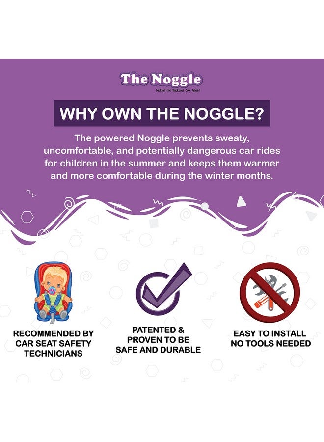 Noggle نوجل توربو باور، 8 قدم - نظام تكييف هواء شخصي للأطفال، صنع في الولايات المتحدة - يوجه الهواء البارد إلى المقعد الخلفي، خرطوم تكييف الهواء مع مروحة كهربائية، يجعل المقعد الخلفي بارداً مرة أخرى - أسود - Image 2