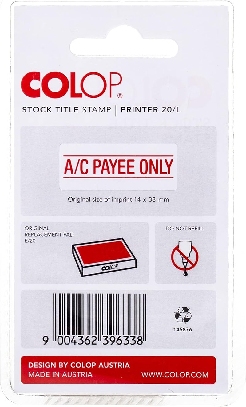 Colop Phrase Stamp 14X38Mm A/C Payee In A Blister - Image 2