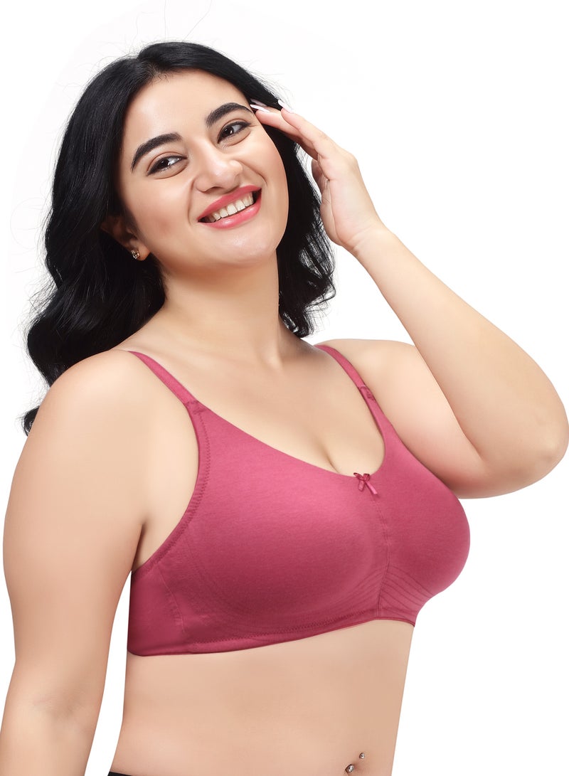 RAJNI Pack of 2 Women Bra T-Shirt Cotton Non-Padded Anti-Sag Seamless Full Coverage Wire-free Plus Size  - Image 4