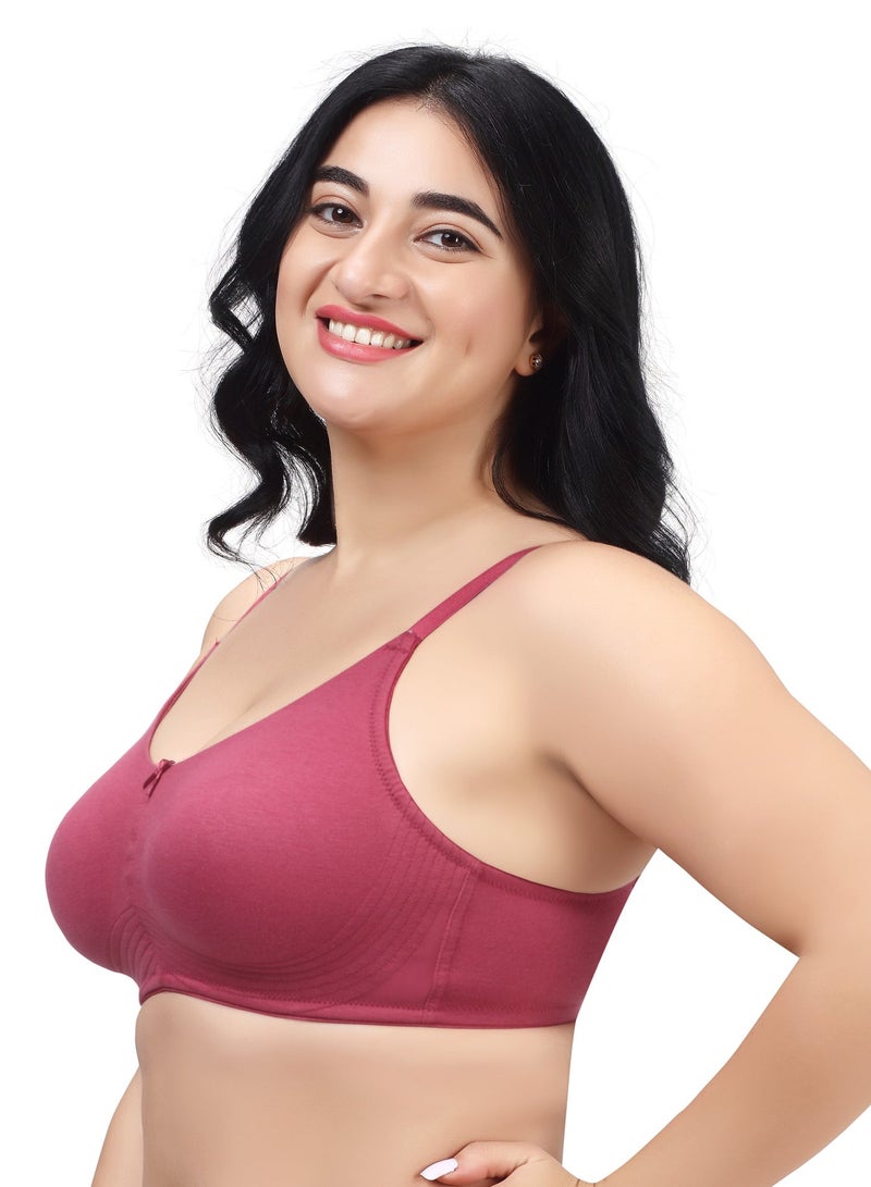 RAJNI Women's Bra D Cup 100% Cotton Soft Non-Padded Anti-Sag Seamless Full Coverage Wire-free Plus Size Pack of 2 - Image 3