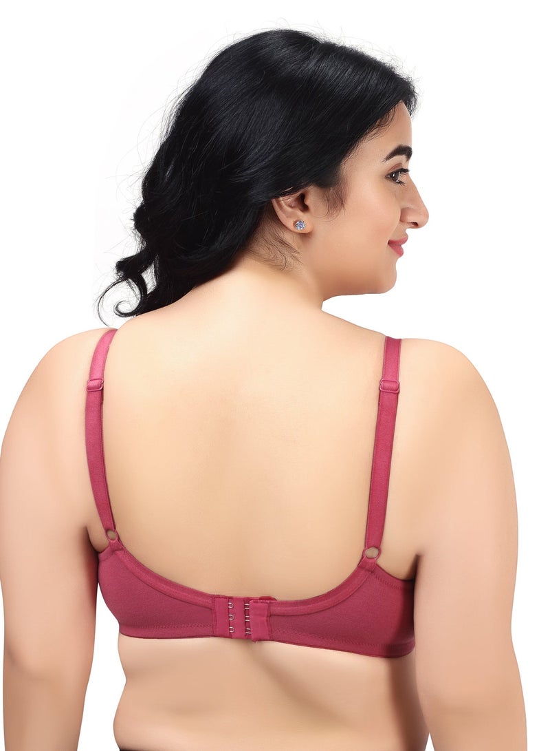 RAJNI Women's Bra D Cup 100% Cotton Soft Non-Padded Anti-Sag Seamless Full Coverage Wire-free Plus Size Pack of 2 - Image 2