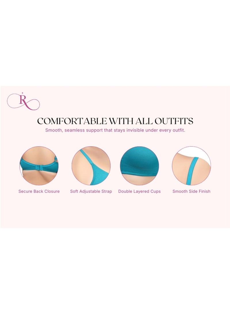 RAJNI Women's Bra D Cup 100% Cotton Soft Non-Padded Anti-Sag Seamless Full Coverage Wire-free Plus Size Pack of 2 - Image 5