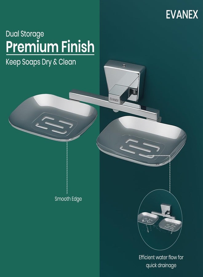 EVANEX EVANEX 304 Grade Stainless Steel Dual Soap Holder for Bathroom/Corrosion Free Soap Stand/Soap Dish for Kitchn Sink/Soap Case/Wall Mounted Soap Organizer/Bathroom Accessories Set - Image 4