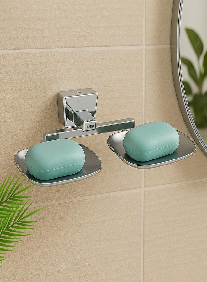 EVANEX EVANEX 304 Grade Stainless Steel Dual Soap Holder for Bathroom/Corrosion Free Soap Stand/Soap Dish for Kitchn Sink/Soap Case/Wall Mounted Soap Organizer/Bathroom Accessories Set - Image 1