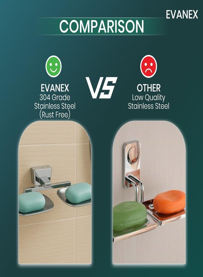 EVANEX EVANEX 304 Grade Stainless Steel Dual Soap Holder for Bathroom/Corrosion Free Soap Stand/Soap Dish for Kitchn Sink/Soap Case/Wall Mounted Soap Organizer/Bathroom Accessories Set - Image 5