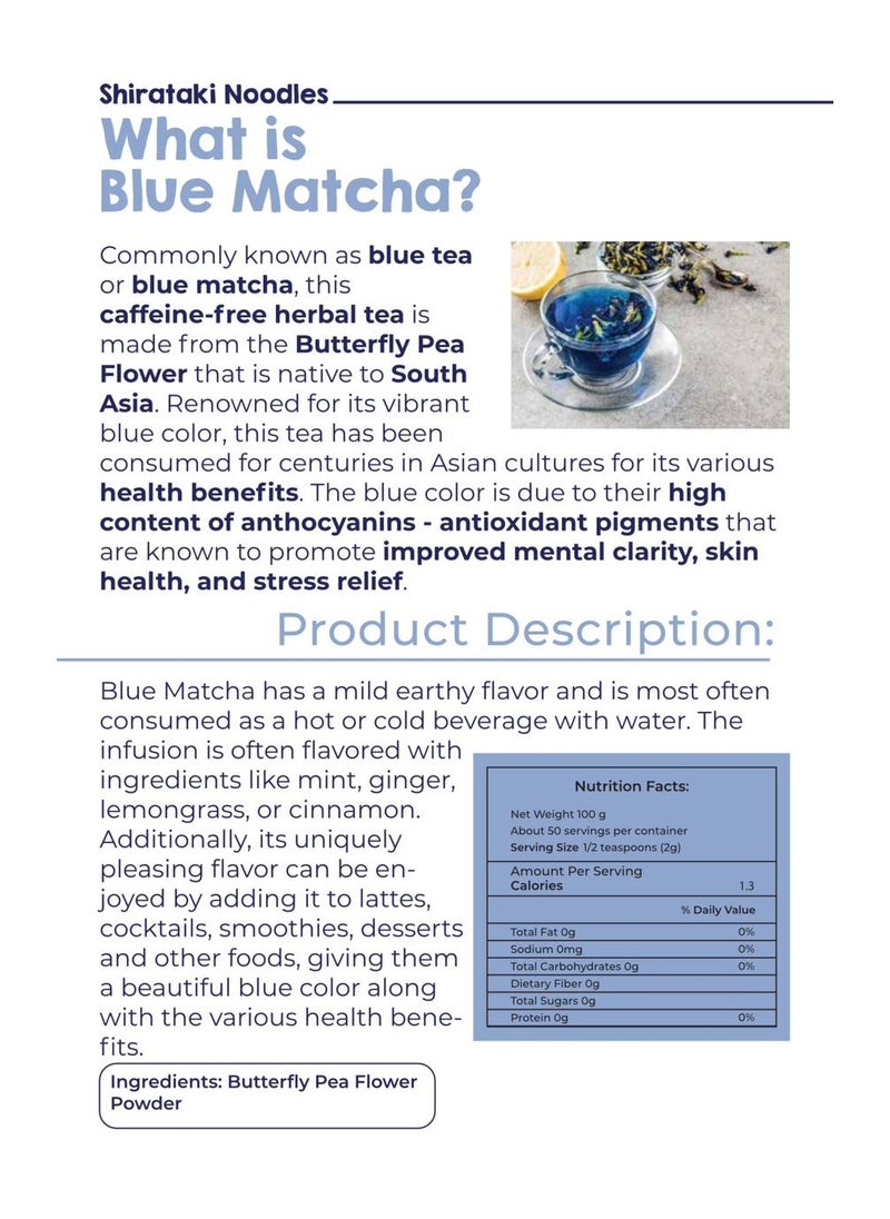LIVSMART - Livsmart Blue Matcha (100g, 50 servings) - Butterfly Pea Flower Tea Powder - Image 1