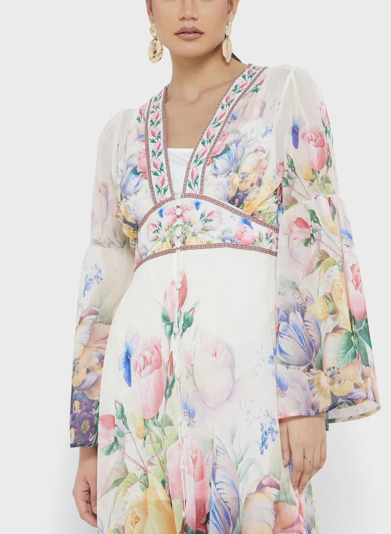 ELLA Floral Chiffon Maxi Dress