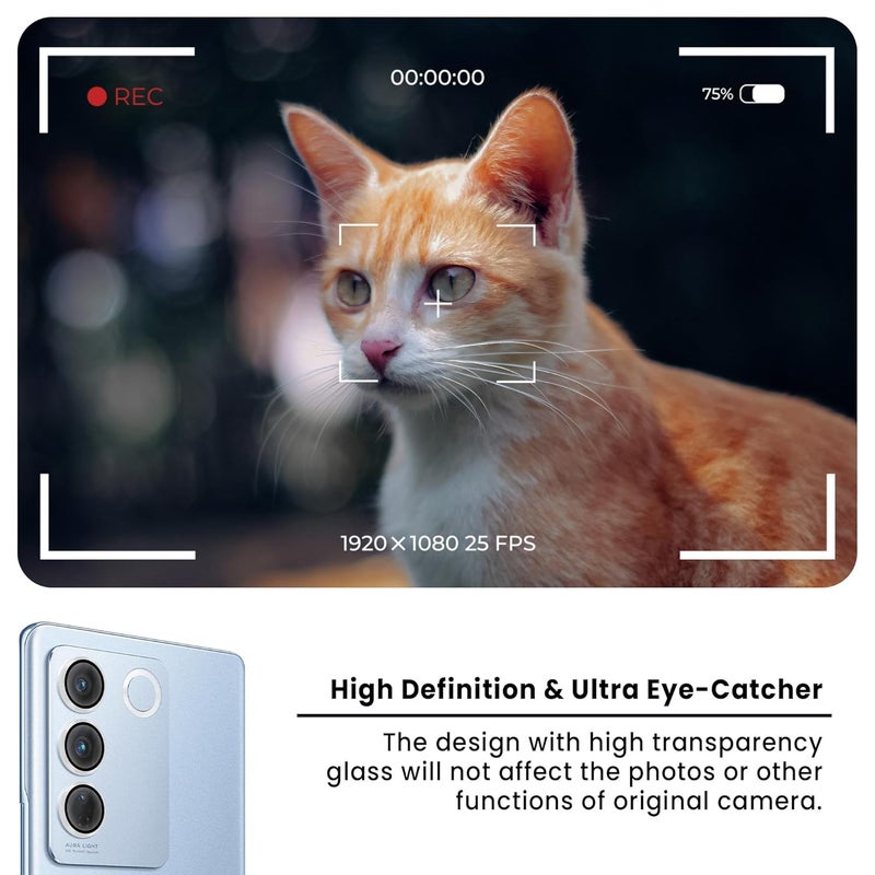 FIRST MART Camera Lens Protectors for Vivo V27 Pro and Vivo V27 (6.78 Inches) Tough HD Individual Aluminum Alloy Lens Seria Blue Ring Cover, Scratch Resistant, Thin Lens Protection|Seria Blue, 1 Pack - Image 3