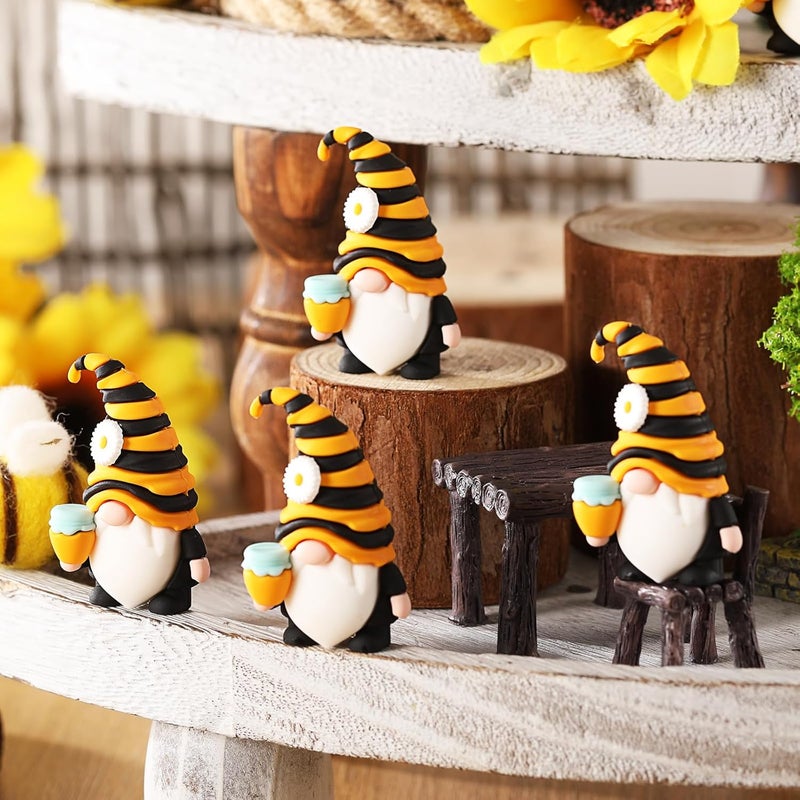 Silipull 50 Pcs Bee Spring Gnome Decorations Honey Gnomes Ornaments Gnome Honey Bee Garden Decor Miniature Gnomes Figurines World Bee Day Decorations Gifts for Birthday Party Decor - Image 5