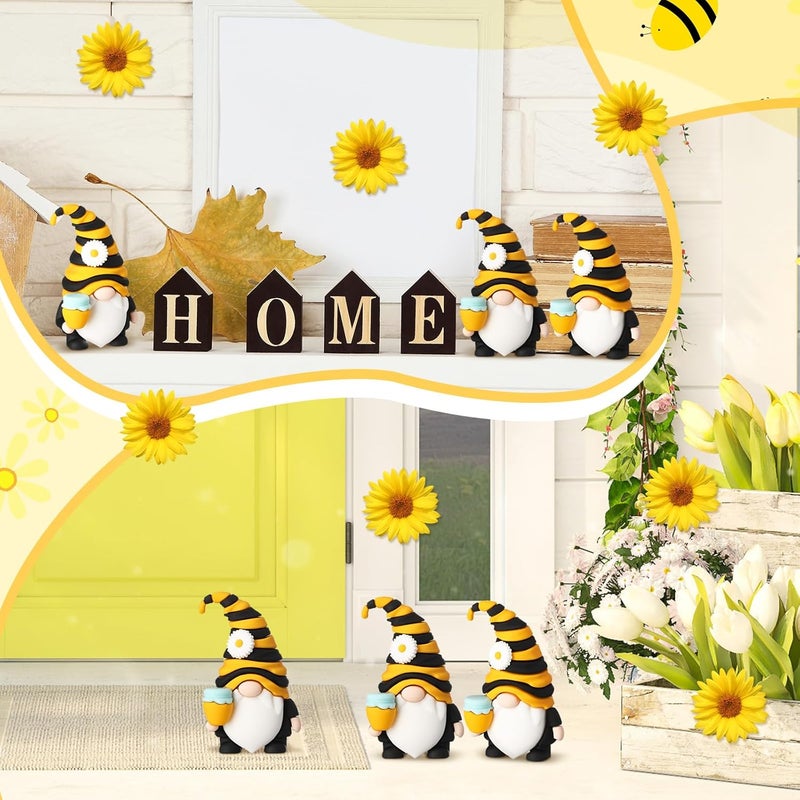 Silipull 50 Pcs Bee Spring Gnome Decorations Honey Gnomes Ornaments Gnome Honey Bee Garden Decor Miniature Gnomes Figurines World Bee Day Decorations Gifts for Birthday Party Decor - Image 4