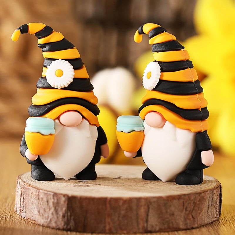 Silipull 50 Pcs Bee Spring Gnome Decorations Honey Gnomes Ornaments Gnome Honey Bee Garden Decor Miniature Gnomes Figurines World Bee Day Decorations Gifts for Birthday Party Decor - Image 2