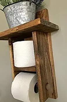 VM DECOR Wooden Toilet Paper Holder in | Bathroom Toilet Paper roll Holder 1 Toilet Paper roll Hanger Wooden Brown Wall Toilet Roll Holder Rustic Solid Wood Paper Holder Rosewood Natural Teak - Image 4