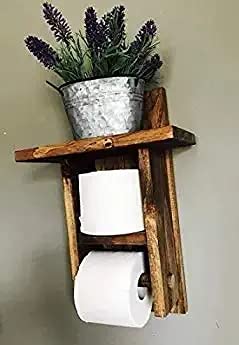 VM DECOR Wooden Toilet Paper Holder in | Bathroom Toilet Paper roll Holder 1 Toilet Paper roll Hanger Wooden Brown Wall Toilet Roll Holder Rustic Solid Wood Paper Holder Rosewood Natural Teak - Image 3