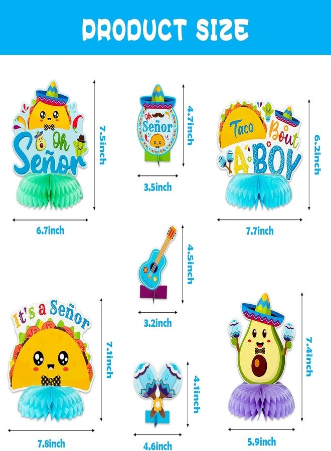 Haooryx Gender Reveal Honeycomb Centerpieces - 12Pcs Taco Bout A Boy It's A Boy Baby Shower Decorations Mexican Cinco De Mayo Table Topper Decor Oh Señor Fiesta Newborn Baby Boys Party Decor Supplies - Image 3