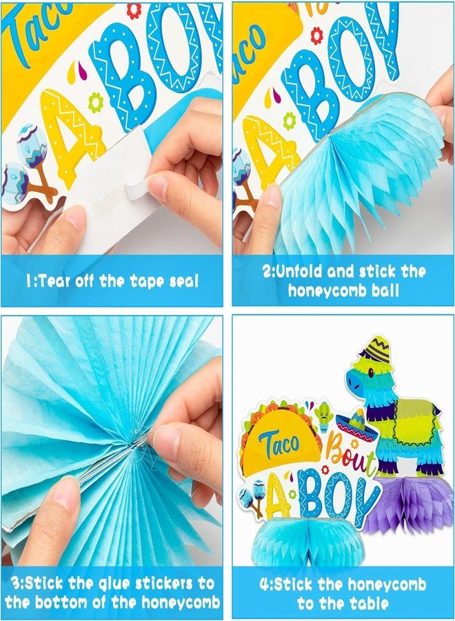 Haooryx Gender Reveal Honeycomb Centerpieces - 12Pcs Taco Bout A Boy It's A Boy Baby Shower Decorations Mexican Cinco De Mayo Table Topper Decor Oh Señor Fiesta Newborn Baby Boys Party Decor Supplies - Image 4