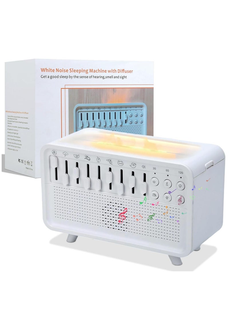 بلو فاير آلة ضوضاء بيضاء 3 في 1 مع مرطب ومنارة ليلية – 8 أصوات مهدئة، تشغيل عبر USB، معطر جو بزيت عطري، إيقاف تلقائي، مؤقت قابل للتعديل (30/60/120 دقيقة)، إضاءة ليلية ب3 مستويات لعلاج النوم للرضع والكبار - Image 1