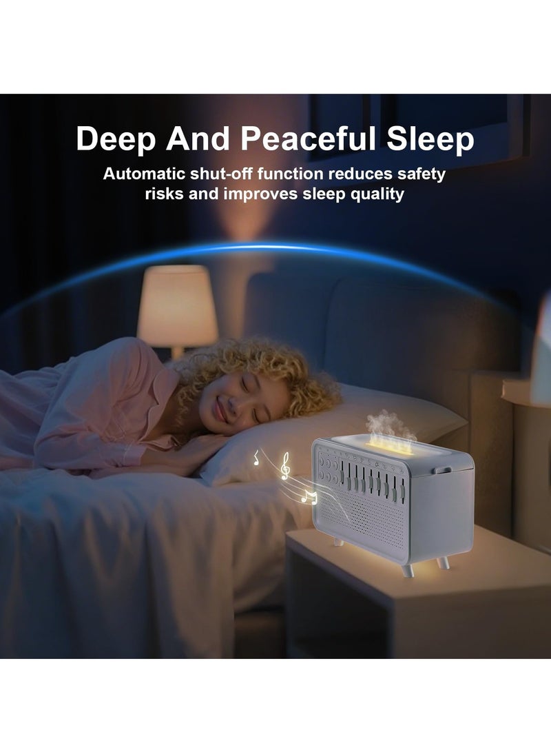 بلو فاير آلة ضوضاء بيضاء 3 في 1 مع مرطب ومنارة ليلية – 8 أصوات مهدئة، تشغيل عبر USB، معطر جو بزيت عطري، إيقاف تلقائي، مؤقت قابل للتعديل (30/60/120 دقيقة)، إضاءة ليلية ب3 مستويات لعلاج النوم للرضع والكبار - Image 2